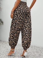 Pantaloni A Vita Alta A Carota Da Donna Con Tasche Nascoste E Pantaloni A Sigaretta Con Stampa Leopardo