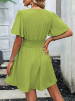 Abiti manica a farfalla vita arricciata