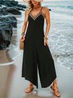 Tuta Con Salopette Geometrica Ricamata Con Spalline Per Le Vacanze