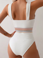 Costume Da Bagno A Pezzo Unico A Tracolla Con Patchwork A V-neck Per Spiaggia E Piscina Estive