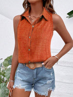 Camicia senza maniche casual da vacanza con colletto e bottoni