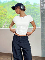 T-shirt A Maniche Corte Con Pieghe Aderente