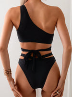 Costume da bagno a colori solidi con un solo spallino