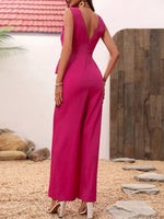 Salopette Moda Donna Tinta Unita Collo A V Con Spalline Sottili