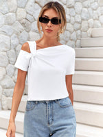 T-shirt Ampia Con Scollo Asimmetrico