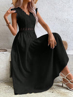 Vestito Da Pattinatore Con Maniche Svolazzanti In Pizzo A Patchwork A Tinta Unita Per Signore