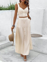 Set-top e gonna donna alla moda di colore tinta unita