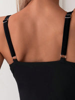 Costume Da Bagno Intero Semplice E Alla Moda Per Le Donne Con Bordo A Cappa E Vita Arricciata In Tessuto Colorato Solido Per Le Vacanze Estive In Spiaggia Con Spalline