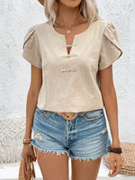 Camicia casual da vacanza a maniche corte con bottone monocolore