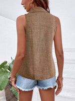 Camicia senza maniche casual da vacanza con colletto e bottoni