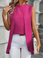 Blusa Da Donna Senza Maniche Con Colletto Alto E Orlo Asimmetrico