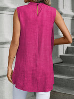 Blusa Da Donna Senza Maniche Con Colletto Alto E Orlo Asimmetrico