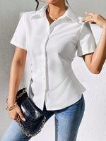 Camicia semplice a maniche corte, quotidiana per donne