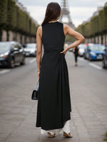 Top Senza Maniche Monocromatico Da Donna Con Orlo Diviso E Pantaloni Abbinati