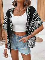 Camicia Da Donna A Manica Batwing Con Stampa, Scollo A V Profondo