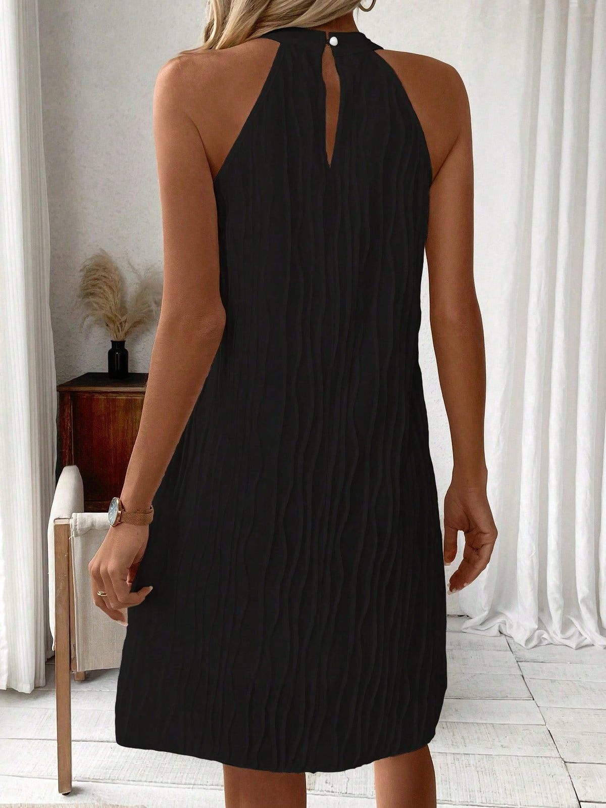 Abito Aderente Senza Maniche Con Scollo A Halter Testurizzato Per Donne