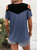 Maglia A Maniche Corte Con Spalle Scoperte E Blocchi Di Colore A Contrasto