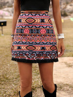 Gonna Con Stampa Geometrica E Orlo A Frange