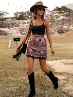 Gonna Con Stampa Geometrica E Orlo A Frange