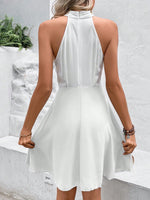 Elegante vestito a collo Halter in pizzo a colori contrastanti con patchwork per le vacanze