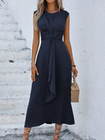 Abito senza maniche in tinta unita alla moda da donna