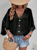 Camicia Casual Con Bottoni Frontali E Collo In Tessuto Testurizzato