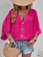 Camicia Casual Con Bottoni Frontali E Collo In Tessuto Testurizzato