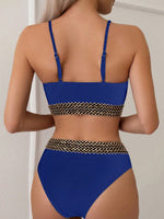 Set bikini sexy Patchwork estivo da spiaggia con cinghie intrecciate per le donne