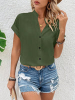 Camicia A Maniche A Pipistrello Con Colletto A Spacchi E Colore Unito