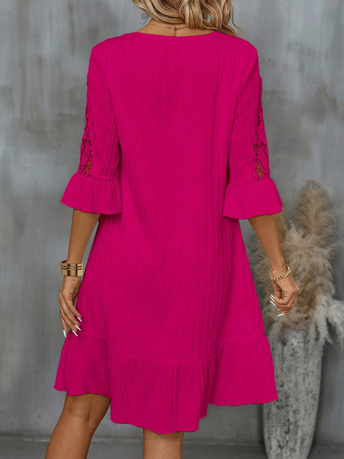 Abito Da Donna Con Orlo In Pizzo Patchwork E Volant