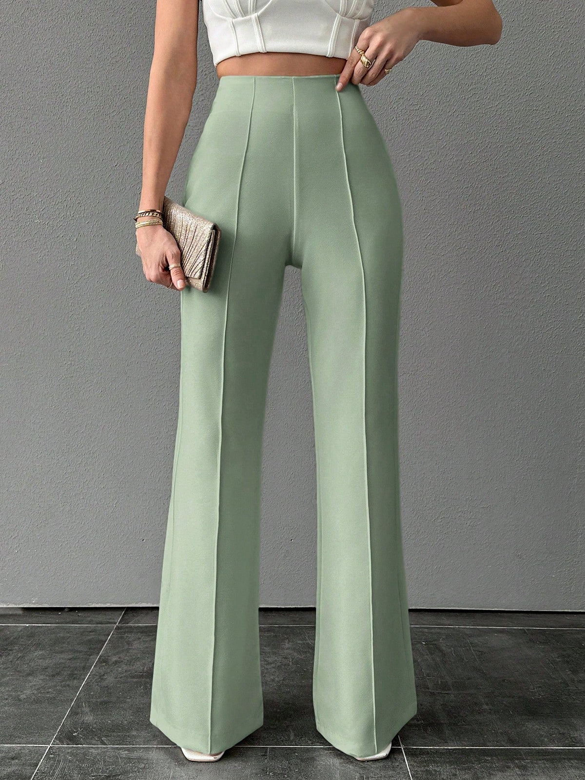 Pantalone A Palazzo A Vita Alta, Tinta Unita