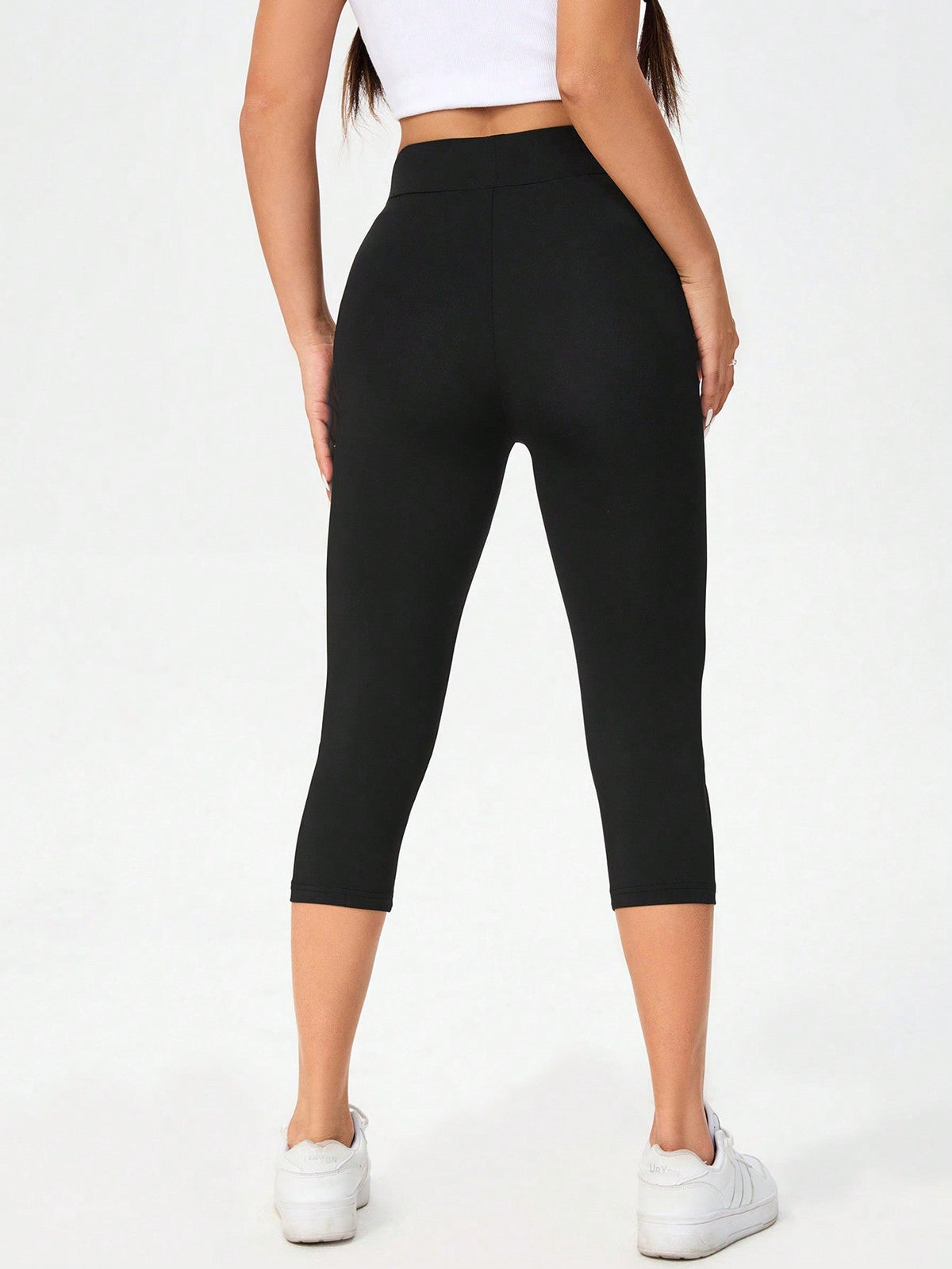 Leggings estivi sportivi a sette punti da donna, lavorati a maglia con motivo a luna e aderenti