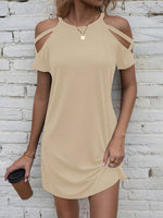 Abito a maglietta con spalle scoperte incrociato