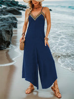 Tuta Con Salopette Geometrica Ricamata Con Spalline Per Le Vacanze