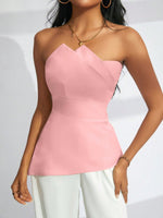 Top Da Festa Alla Moda Monocromatico Senza Spalline Per Donne