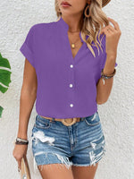 Camicia A Maniche A Pipistrello Con Colletto A Spacchi E Colore Unito