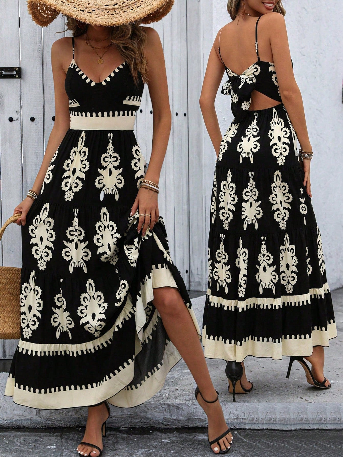 Abito Con Spalline Sottili A Stampa Destinazione Vacanze Estive