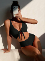 bikini sexy semplice per estate da spiaggia da donna con lacci sul davanti