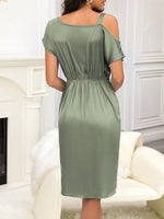 Vestito plissettato semplice quotidiano monocolore da donna