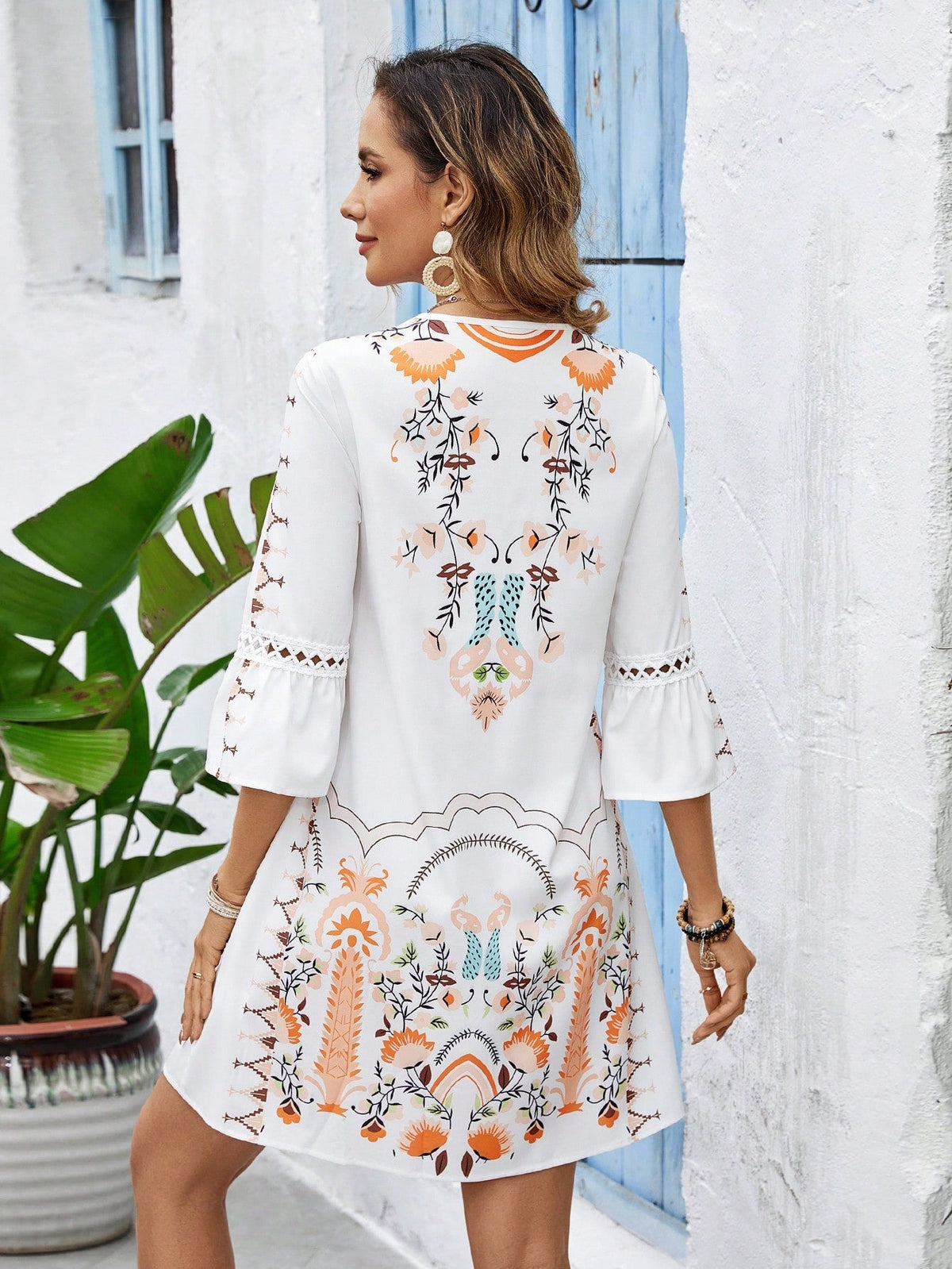 Abito Con Orlo In Pizzo Con Stampa Di Posizionamento