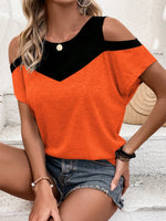 Maglia A Maniche Corte Con Spalle Scoperte E Blocchi Di Colore A Contrasto