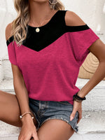 Maglia A Maniche Corte Con Spalle Scoperte E Blocchi Di Colore A Contrasto