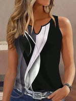 Canotta estiva alla moda con stampa, leggera e versatile per donne mature in vacanza