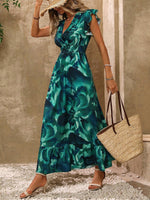 Abito Casual Lungo Con Manica A Cappuccio Con Stampa Geometrica Estiva E Scollo A V Per Donne