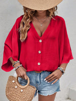 Camicia Casual Con Bottoni Frontali E Collo In Tessuto Testurizzato