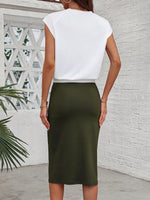 Set di abbigliamento estivo da donna con stampa di lettere sulla parte superiore e gonna a vita con coulisse