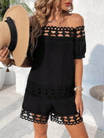 Set di due pezzi casual di base da donna, top a spalle scoperte e shorts