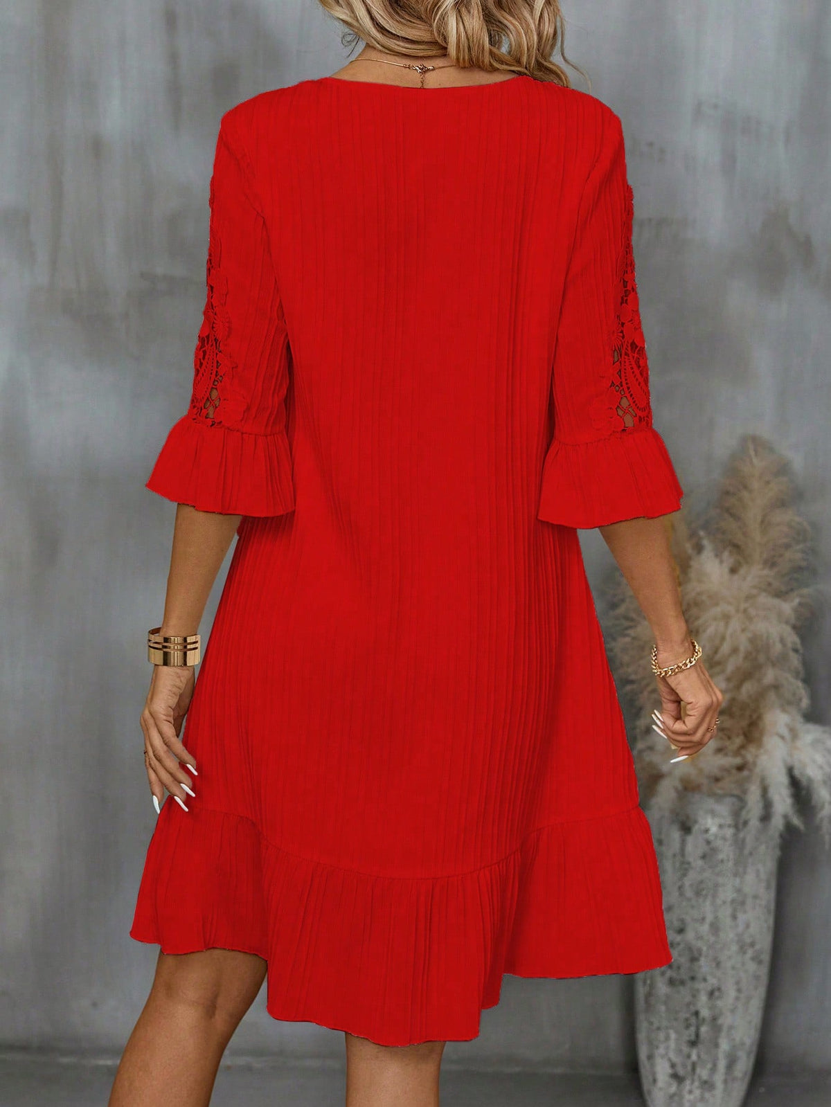 Abito Da Donna Con Orlo In Pizzo Patchwork E Volant