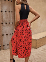 Vestito A Abbottonatura Avvolgente Con Stampa A Patchwork E Spacco