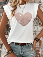 Maglietta Con Motivo A Cuore Glitterato